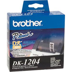 DK Series Die Cut Multi-Purpose Paper Labels - Rectangular, White, 5/8", 2-1/10", Roll, Non Removable, DK1204, Multi Purpose Labels (400) 17 mm x 54 mm (2/3" x 2 1/8"), Brother(TM) QL-1050, Brother(TM) QL-1050N