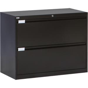 Lateral Filing Cabinet - 27-7/8", 36", 18", 2, Black, Steel, 27 7/8", 36", 18", Fixed Door