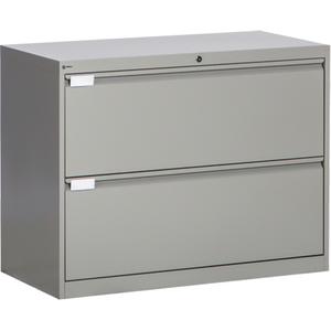 Lateral Filing Cabinet - 27-7/8", 36", 18", 2, Grey, Steel, 27 7/8", 36", 18", Fixed Door