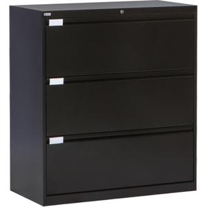Lateral Filing Cabinet - 40-1/16", 36", 18", 3, Black, Steel, 40 1/16", 36", 18", Fixed Door