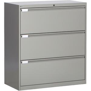 Lateral Filing Cabinet - 40-1/16", 36", 18", 3, Grey, Steel, 40 1/16", 36", 18", Fixed Door
