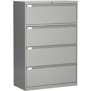 Lateral Filing Cabinet - 53-3/8", 36", 18", 4, Grey, Steel, 53 3/8", 36", 18", Fixed Door