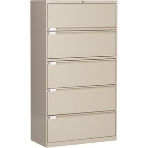 Lateral Filing Cabinet - 65-1/2", 36", 18", 5, Beige, Steel, 65 1/2", 36", 18", Fixed Door