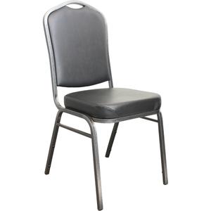 Stacking Chairs - Black, Vinyl, 275 lbs., 37", 17-1/4", 18", 15" W x 15.5" D, 20" H x 17" W