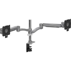 Dual Screen Height Adjustable Monitor Arms - 2, Dual, 20 lbs., Silver, 21"