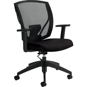 Task Chairs - Black, Fabric, 300 lbs., 37", 26", 26-1/2", 16" to 20", Dual Wheel Carpet Casters
