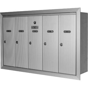 Single Deck Recessed Mailboxes - Aluminum, 8, 16", 5-1/2", Wall, Indoor, Vertical, Top, 46-3/8", 19-1/8", 7-1/8", Reinforced extruded aluminum