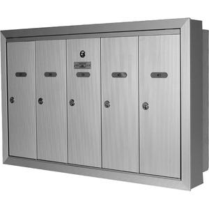 Single Deck Semi-Recessed Mailboxes - Aluminum, 3, 16", 5-1/2", Wall, Indoor, Vertical, Top, 18-7/8", 19-1/8", 7-1/8", Reinforced extruded aluminum