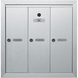 Single Deck Mailboxes - Aluminum, 3, 16", 5-1/2", Wall, Indoor, Vertical, Top, 18-7/8", 19-1/8", 7-1/8", Reinforced extruded aluminum