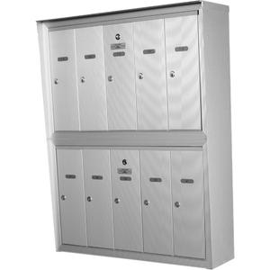 Double Deck Mailboxes - Aluminum, 10, 16", 5-1/2", Wall, Outdoor, Vertical, Top, 29-7/8", 38-1/4", 7-1/4", Reinforced extruded aluminum