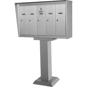 Single Deck Mailboxes - Aluminum, 3, 16", 5-1/2", Pedestal, Indoor/Outdoor, Vertical, Top, 18-7/8", 19-1/4", 7-1/4", Reinforced extruded aluminum