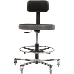 TF 160 Ergonomic Chair - Black/Grey, Vinyl, 19-1/2", 16", 3" Rubber, Adjustable, Mobile