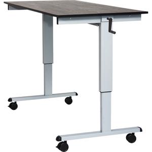 Adjustable Stand-Up Desk - Black, 48-1/2", 59", 29-1/2", 154 lbs., Stand-Alone Desk, 29-1/2" to 45-1/4", Black Oak, Silver