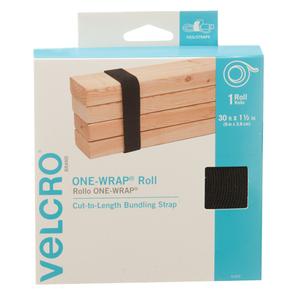 One-Wrap® Fastener Tape - Hook & Loop, 1-1/2", 30', Self-Grip, Black, Polypropylene, Nylon