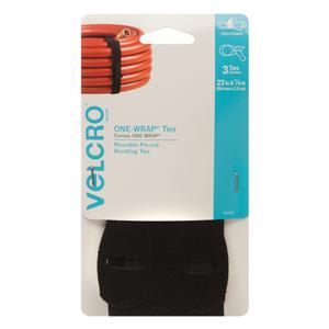 One-Wrap® Fastener Tape - Hook & Loop, 7/8", 23", Self-Grip, Black, Polypropylene, Nylon, 3