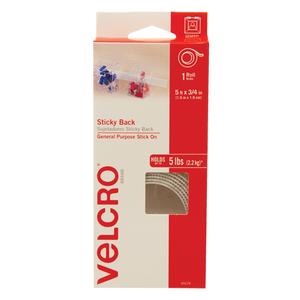 Fastener - Hook & Loop, 3/4", 5', Adhesive, White, Nylon