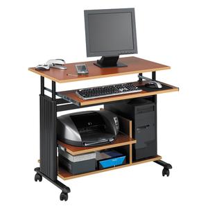 Muv™ Tower Desk - Cherry, 34", 35-1/2", 22", 100 lbs., Black, Steel, Compressed Wood