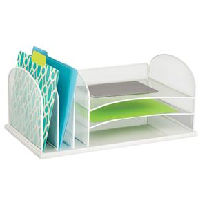 Onyx™ Desk Organizer - 19-1/2", 11-1/2", 8-1/4", Mesh, White
