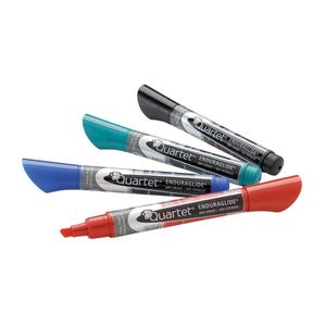 Quartet® EnduraGlide® Dry-Erase Markers - Assorted, Chisel, Black, blue, red, and green, 4