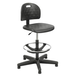 Soft Tough™ Stool - Black, Polyurethane, 250 lbs., 29" - 49", 25", 25", Adjustable, Stationary, 17" W x 12" H, 18" W x 16-1/2" D
