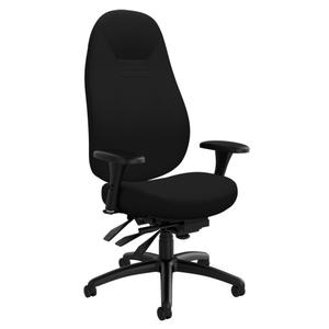 High Back Comfort Chair - Black, Polyester, 300 lbs., 48", 25", 26", 17-1/2" to 20", 21", 16-1/2" to 20-1/2", 27" to 32-1/5"