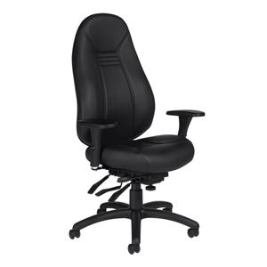 High Back Comfort Chair - Black, Leather, 300 lbs., 48", 25", 26", 17-1/2" to 20", 21", 16-1/2" to 20-1/2", 27" to 32-1/5"