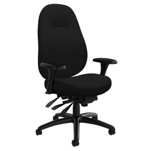 Medium Back Comfort Chair - Black, Polyester, 300 lbs., 44", 25", 26", 17-1/2" to 20", 21", 16-1/2" to 20-1/2", 22" to 27-1/5"