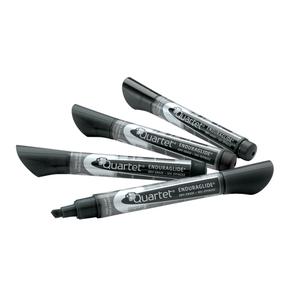 Quartet® EnduraGlide® Dry-Erase Markers - Black, Chisel, 4, Package