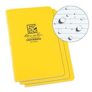 All-Weather Notebook - 4-5/8", 7", Soft Cover, Yellow, 48, Stapled, Universal, 3, White, Package