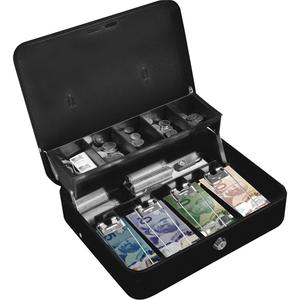 Tiered-Tray Deluxe Cash Box - Grey, 4", 11.8", 10"