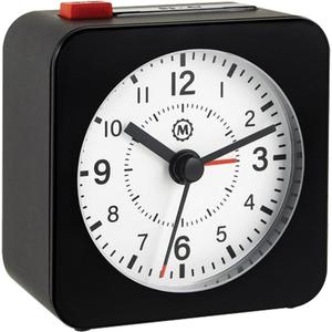 Mini Non-Ticking Alarm Clock - Battery Operated, Surface, Analog, Plastic, Black, White