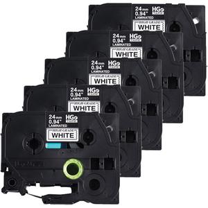 Laminated Tape - 24 mm, Black on White, 8 m, 5, Box