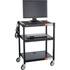 Adjustable Height Cart - Black, 36-1/2", 27-1/4", 18-1/4", 40 lbs., 4", Powder Coat, 25% Post-Consumer Steel