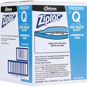 Ziploc® Freezer Bags - Zipper, Small, 7-7/16", 7", 1 Quart