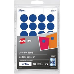 Identification & Coding Labels - Round, Blue, 3/4", 3/4", Package, Removable