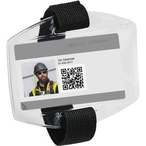 Squids® 3386 Vinyl Armband ID Badge Holder - Black, 12" - 18"