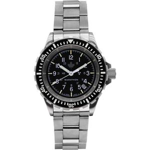 Grey Maple Large Diver's Automatic Watch with Stainless Steel Bracelet - Battery Operated, Digital, Silver