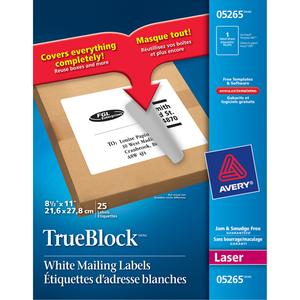 TrueBlock™ Laser Shipping Labels - White, 11", 8.5", Package, Non Removable, 25, Package