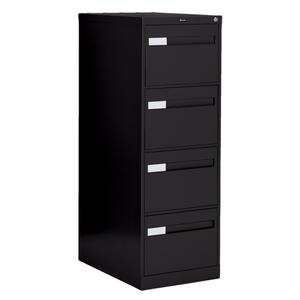 Vertical Filing Cabinet with Recessed Drawer Handles - 52", 18.15", 26.56", 4, Black