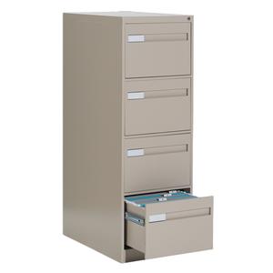Vertical Filing Cabinet with Recessed Drawer Handles - 52", 18.15", 26.56", 4, Beige