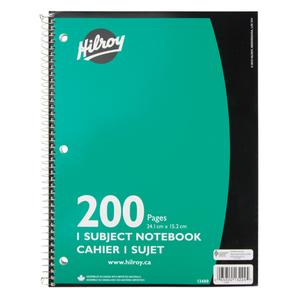 1 Subject Spiral Notebook - 9-1/2", 6", Green, 200