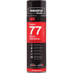 Super 77™ Spray Adhesive - 24 oz., Aerosol Can, Clear, 150°F, 163, 12, 16.5 oz