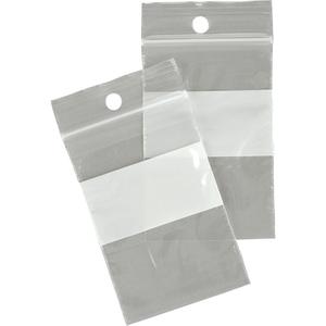 White Block Poly Bags - Reclosable, 6", 6", 2 mils, 100
