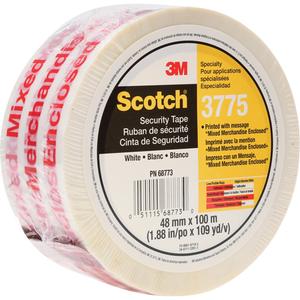 Scotch® 3775 Box Sealing Tape with Message - Hot Melt, 48 mm (1-22/25"), 100 m (328'), 2 mils, Mixed merchandise enclosed, 36, Polypropylene