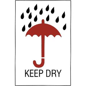 "Keep Dry" Special Handling Labels - Red on White, 4", 6", Non Removable, Roll, Rectangular, Roll, Keep Dry, 500