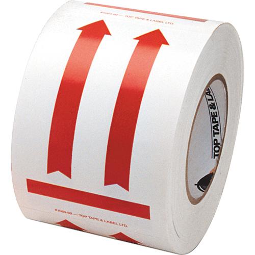 This Side Up Pictogram Special Handling Labels - Red on White, 4", 6", Non Removable, Roll, Rectangular, Roll, 500