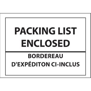 Packing List Envelopes - Backloading, 4", 5", 4 1/2" x 5 1/2", 1000, Case