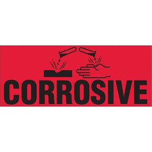 "Corrosive" Special Handling Labels - Black on Red, 2", 5", Roll, Rectangular, Roll, Corrosive, 500