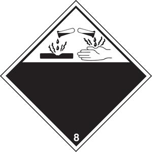 TDG Shipping Labels - 8, Corrosives, Vinyl, 4", 4", 4" x 4"