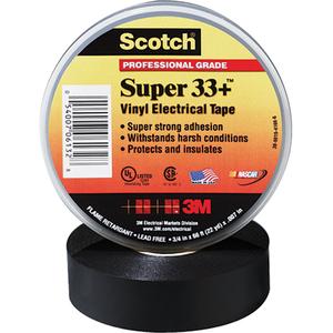 Scotch® Super 33 Tape - 19 mm (3/4"), 20.1 m (66'), 7 mils, Black